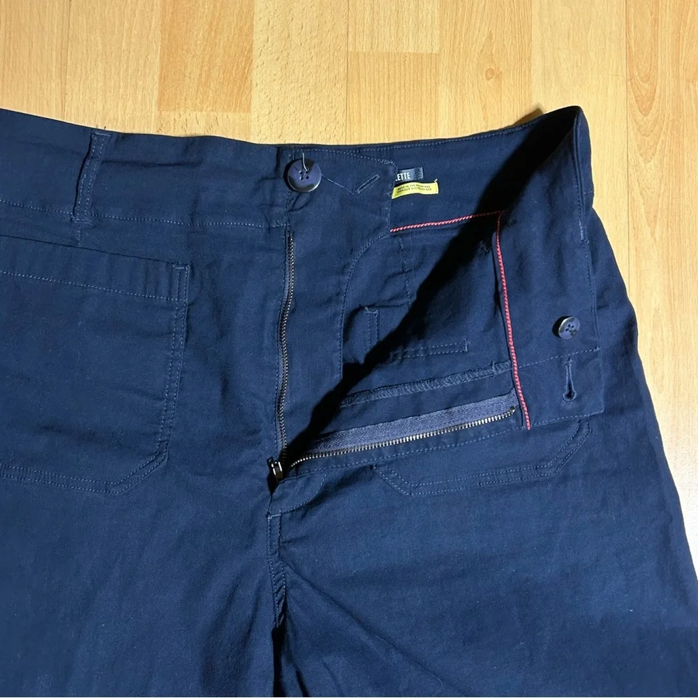 Anthropologie Maeve Colette The Magic Fabric Crop Wide Leg Pant Navy Blue 32 - Picture 6 of 13